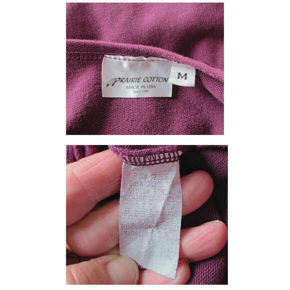 Prairie Cotton Purple Soft Tunic Top Medium Made in USA Lagenlook Boho Artsy - Picture 4 of 5